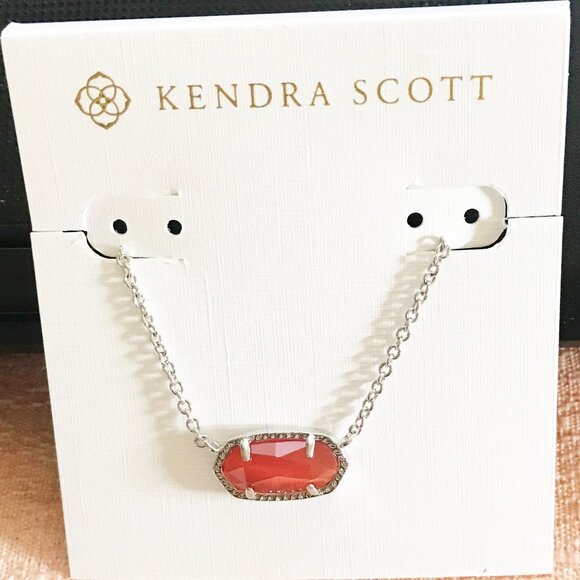 Kendra Scott Red Cat's Eye Elisa Short Pendant Necklace - Picture 1 of 1